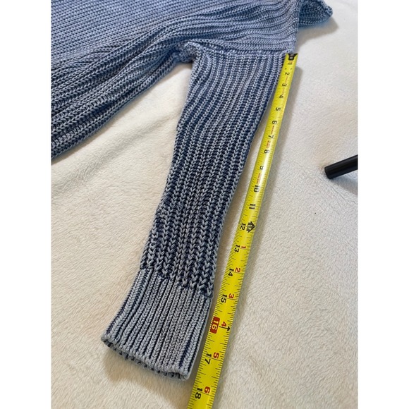 PINK Victoria's Secret Blue Knit Open Front Cardigan Sweater Pockets Oversized - Picture 7 of 8